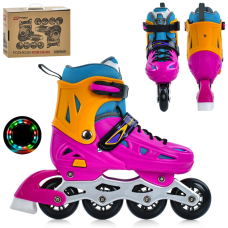 Ролики дитячі розсувні A4151-M-V розмір 35-38 Фіолетові з помаранчевим