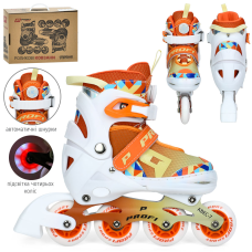 Ролики дитячі розсувні A4156-M-OR розмір 35-38 Білі з помаранчевим