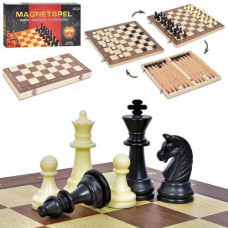 Шахи шашки, нарди 3 в 1 набір магнітний W2804M
